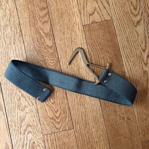 Vintage 60’s/70’s Grey Stretchy Strap Belt with Brass Y Hook Hardware